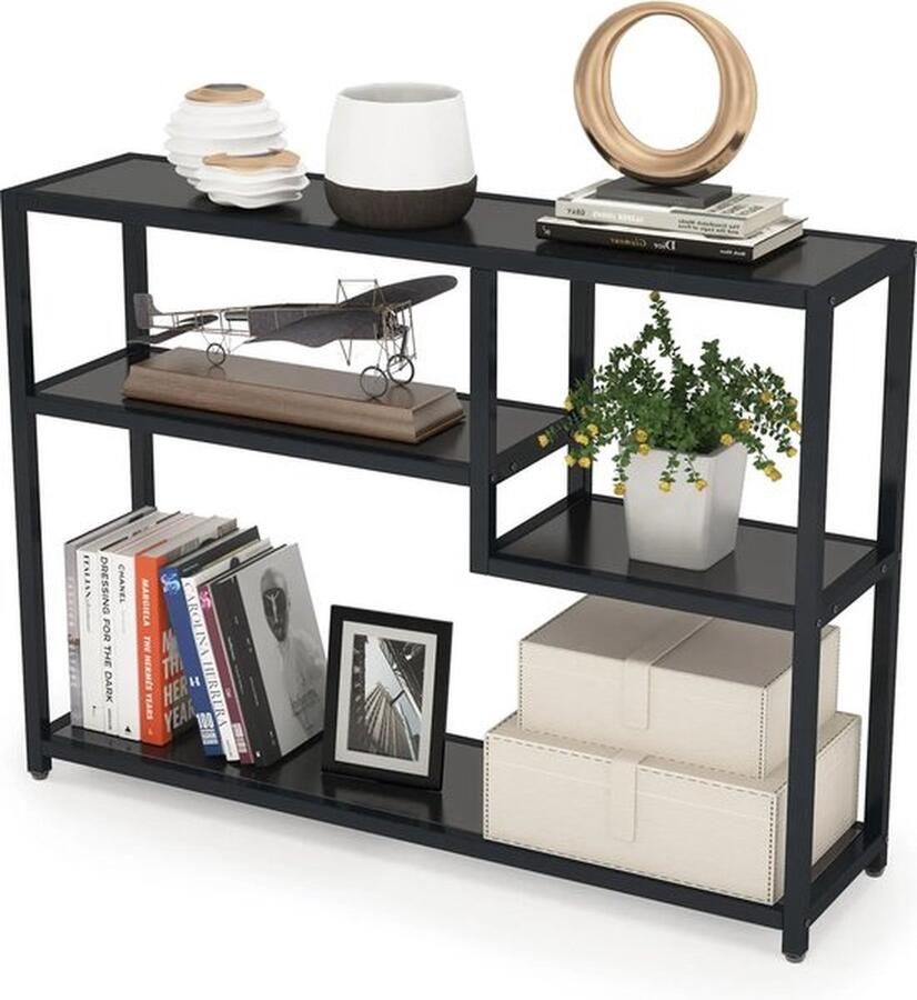 Mrs. Jones Sidetable Wandtafel Bijzettafel Muur Tafel Consoletafel Haltafel Banktafel Wandmeubel 110x85Cm 4 Laags Zwart