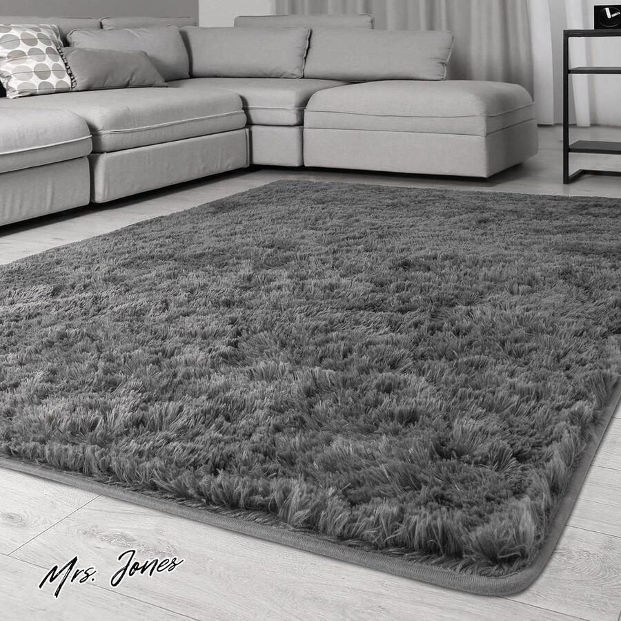 Mrs. Jones Signature Loom Pluizig Ruig Vloerkleed Zacht Pluizige Fluweel Tapijten voor Slaapkamer en Kinderkamer Antislip Onderkant Zacht Pluizig Vloerkleed Binnentapijt 160 x 230 cm 6ft