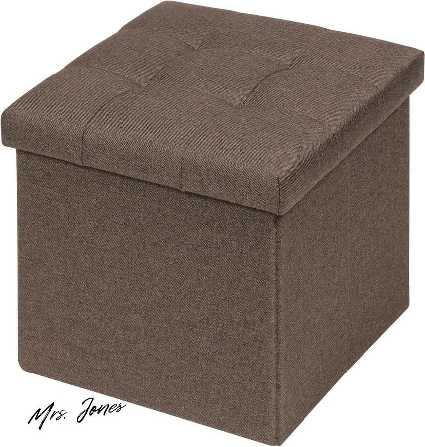 Mrs. Jones Sofa kruk Puff Footstool Opvouwbare kruk met opbergruimte bruin 32 x 32 x 32 cm