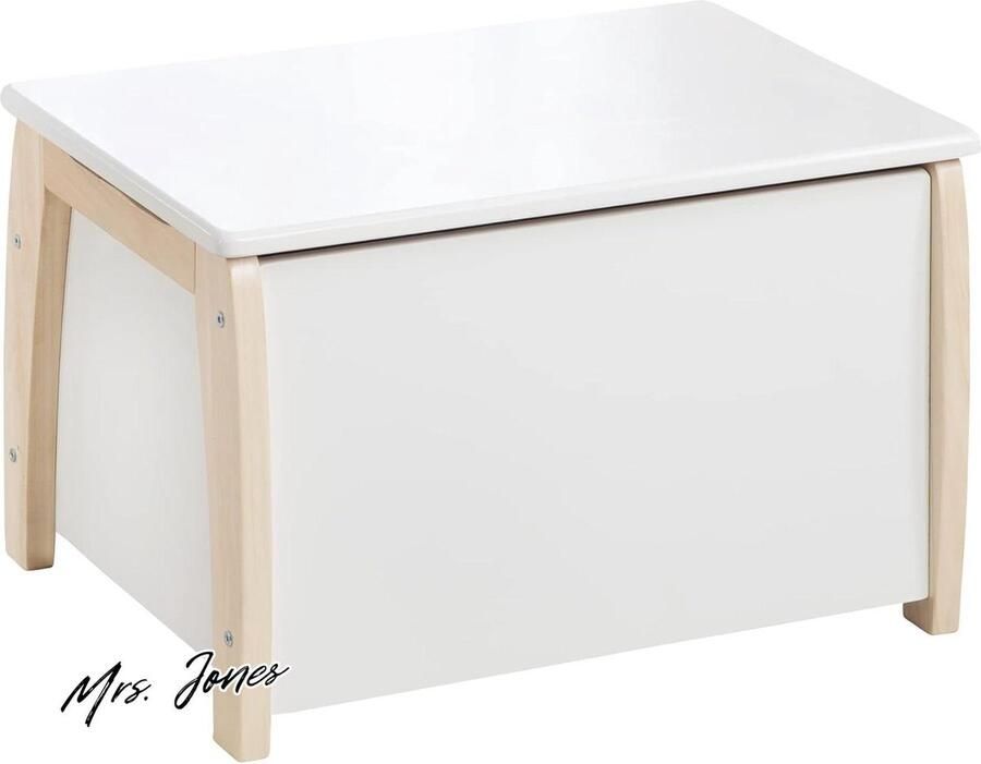 Mrs. Jones Speelgoedkist van massief hout wit gelakt inclusief dempingsbeslag Kinderkamer meubilair