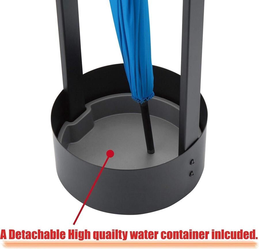 Mrs. Jones Stalen paraplustandaard entree ruimtebesparende parapluhouder organizer voor voordeur zwart MK444A met stalen entree