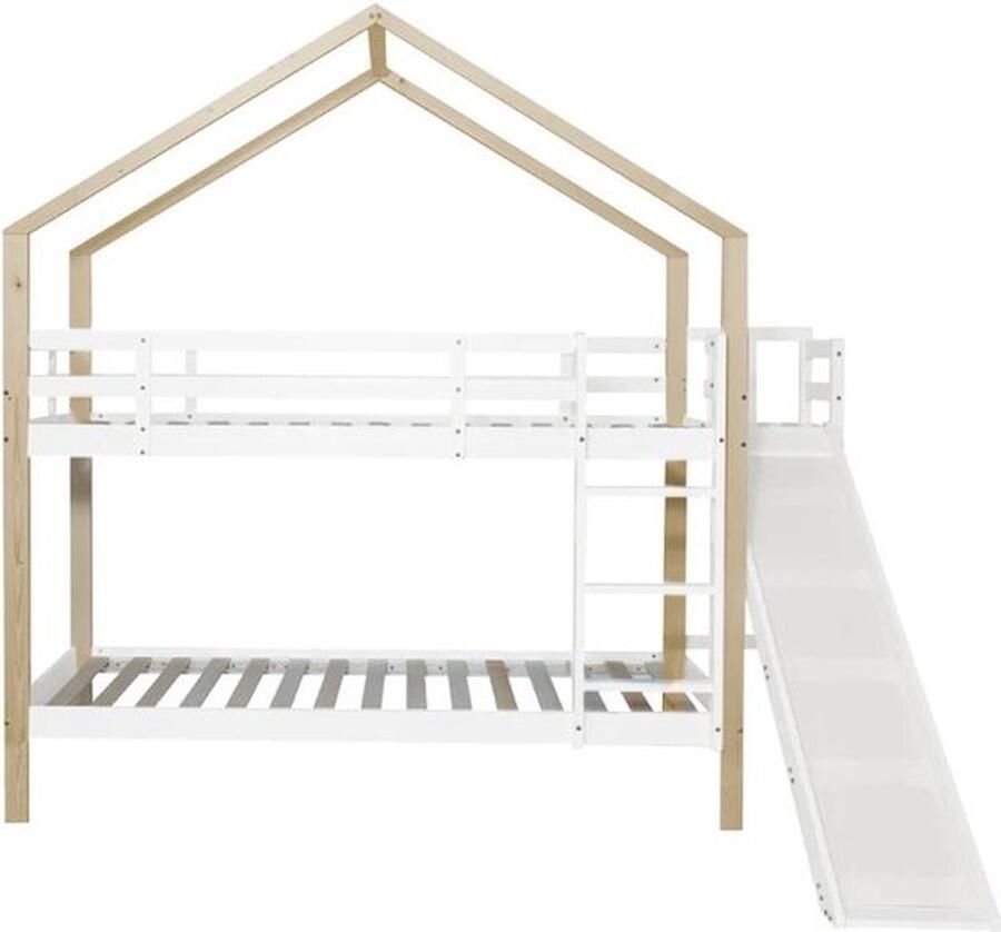 Mrs. Jones Stapelbed voor kinderen 90x200 Stapelbedden Massief hout Dubbeldekker Met schuif tegen vallen