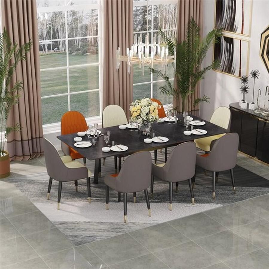 Mrs. Jones SteeFly Uitschuifbare eettafel Eettafels Tafel Woonkamer 150-180cm Black Grey
