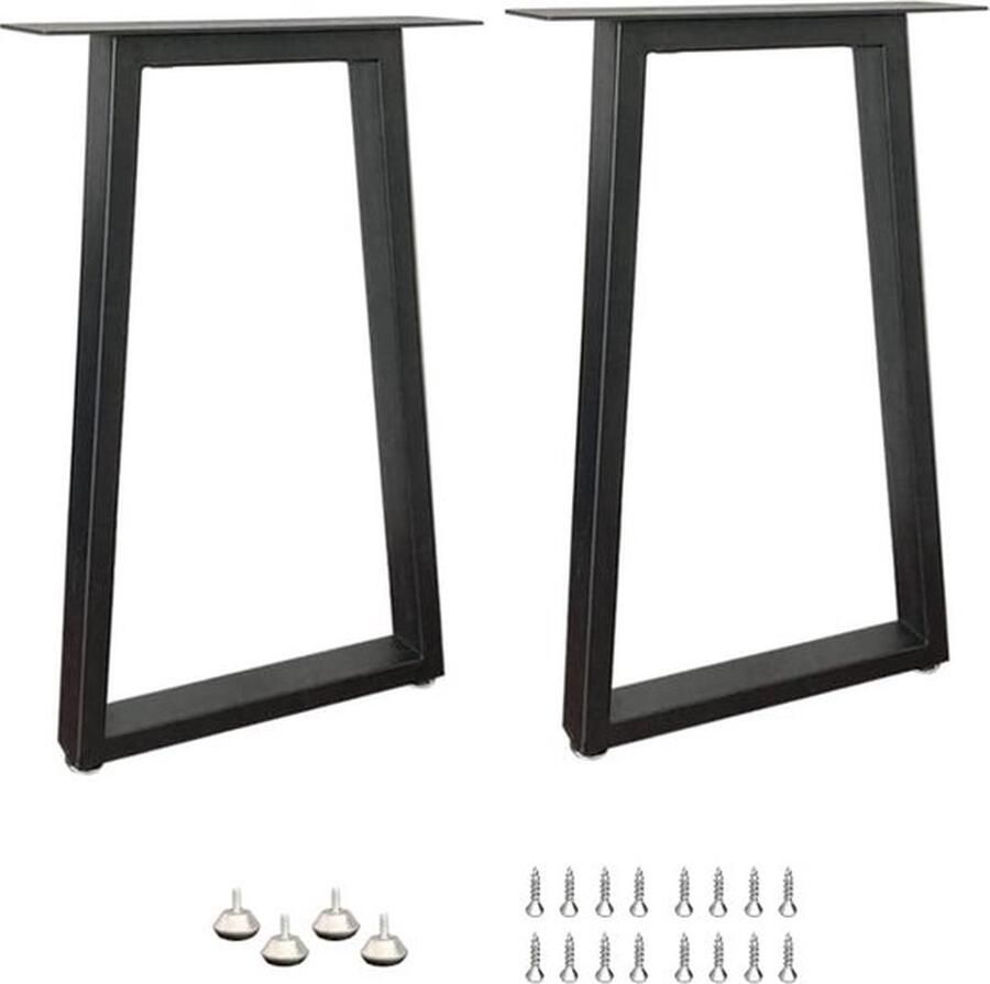 Mrs. Jones Stevige Trapezium Metalen Tafelpoten in Zwart Set van 2 Ideaal voor Thuis en Kantoor (70CM)