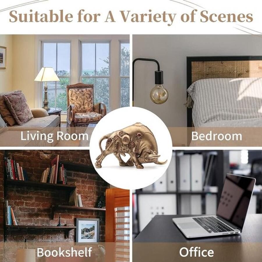 Mrs. Jones Stier Decoratie mechanisch Wall Street Bulle hars beeldje financieel makelaar cadeau decoratieve figuren modern decoratie voor woonkamer slaapkamer studeerkamer wijnkast kantoor (goud)