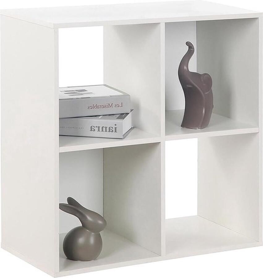 Mrs. Jones Stijlvolle Boekenkast met 4 Vakken Multifunctioneel Kubusrek van Hout voor Woonkamer en Kantoor