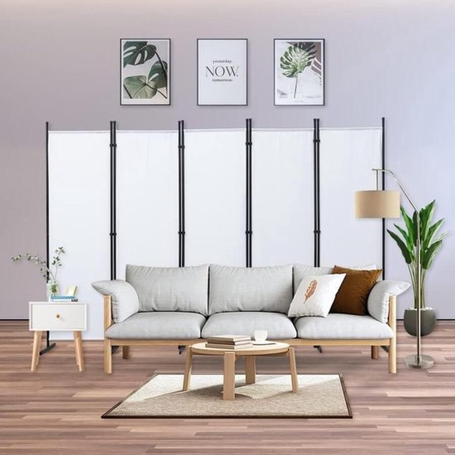Mrs. Jones Stijlvolle Kamerscherm Ruimteverdeler Opvouwbaar & Weerbestendig 5-delig voor Interieur en Exterieur Wit