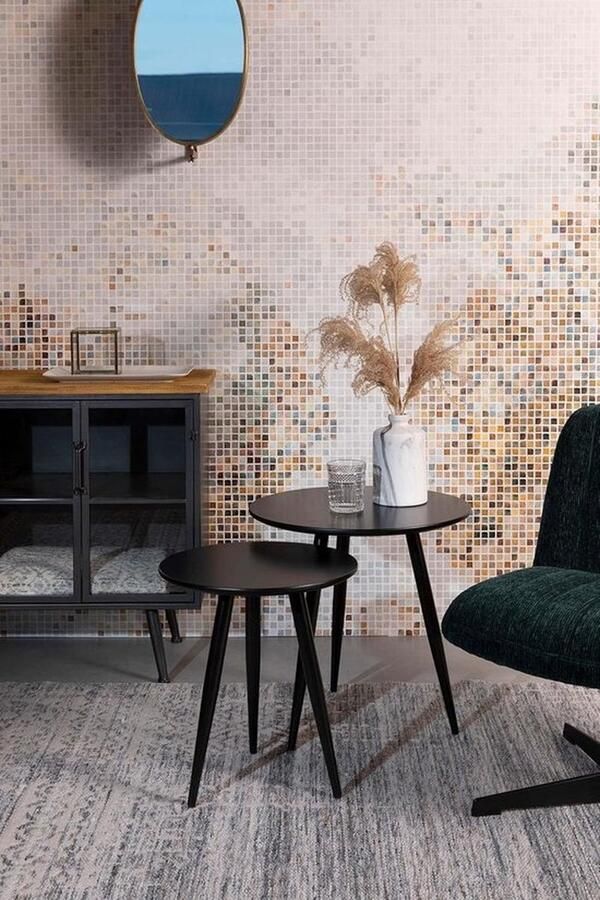 Mrs. Jones Stijlvolle Scandinavische Salontafel Duo Mat Zwart MDF met Poeder Gecoate Metalen Poten