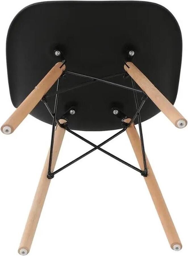 Mrs. Jones Stoelen set van 6 nordic stijl zwart Eetkamerstoelen Plastic zitting Beukenhout stoelpoten Zwart Zithoogte 43cm