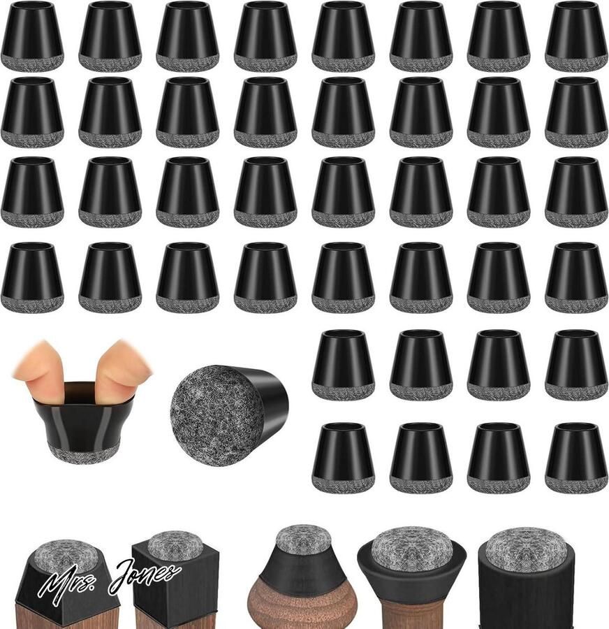 Mrs. Jones Stoelpootdoppen 40 siliconen beschermdoppen slijtvaste viltdoppen hardhouten vloeren geluiden en krassen verwijderen fit: 14 20