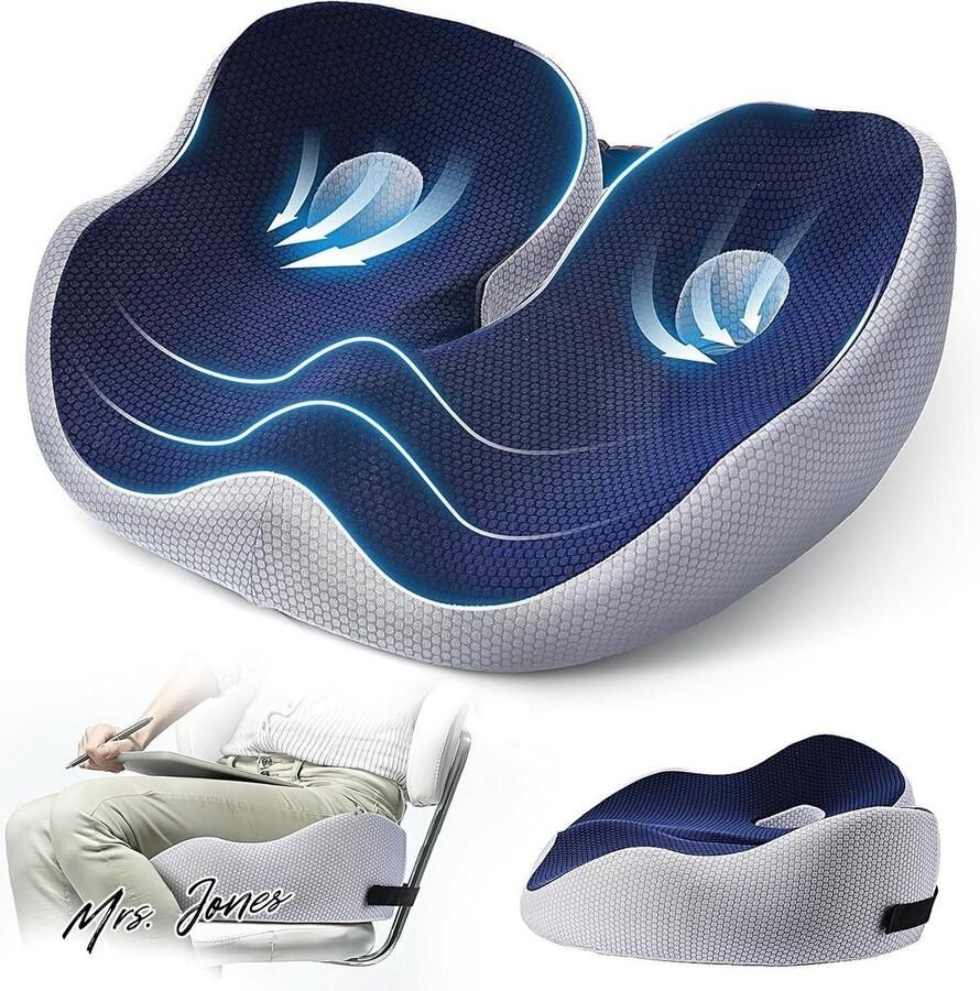 Mrs. Jones Stuitbeenkussen verstelbaar zitkussen van traagschuim vermindert ischias staartbeen rugpijn stoelkussens antislip bodem wasbare hoes ergonomische zitkussens voor bureaustoel rolstoel