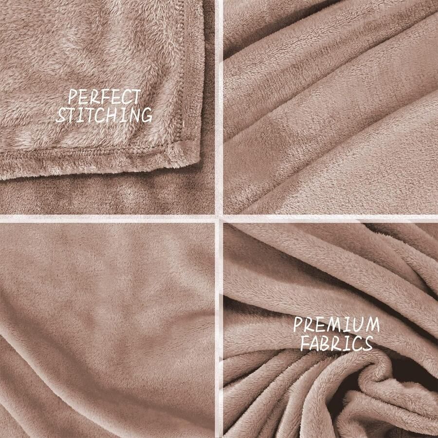 Mrs. Jones Super Zacht Fleece Deken Een- of Tweepersoons 160 x 210 cm Kinderflanel Bed Beige