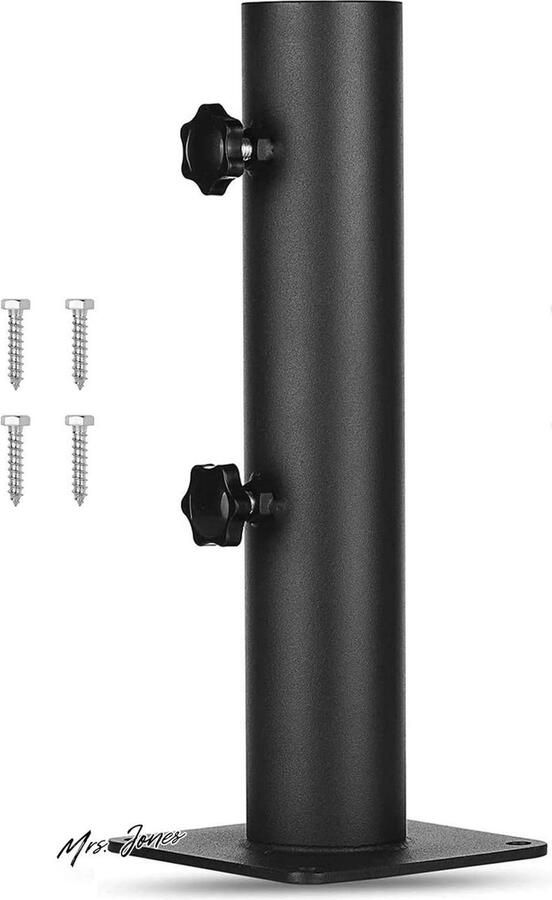 Mrs. Jones Terrasparaplu Outdoor Houder Heavy Duty Stalen Vierkante Parasolstandaard Verstelbare Knop Paraplu Stand Parasolmontageklem Parasolbasis voor dekken Dokken Picknicktafels met Verstelbaar Ontwerp Heavy Duty Staal