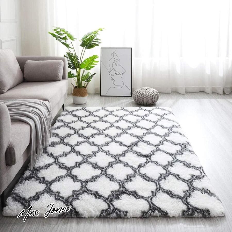 Mrs. Jones Tinyboy-hbq Tapijt kamerdecoratie hoogpolig zacht tapijt voor woonkamer antislip wit 120 x 160 cm