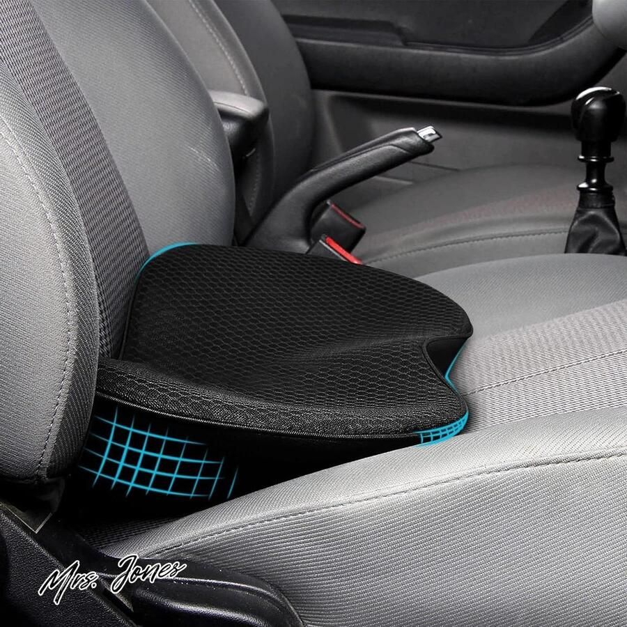 Mrs. Jones Traagschuim autostoelkussen orthopedisch stuitbeenkussen voor bureaustoel comfortabel voor lange autoritten met zittende activiteiten