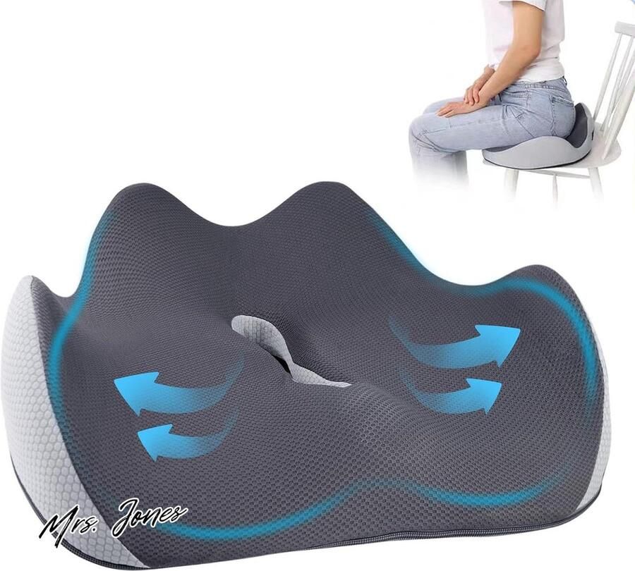 Mrs. Jones Traagschuim zitkussen voor bureaustoel auto yoga enz. met wigvormig ontwerp