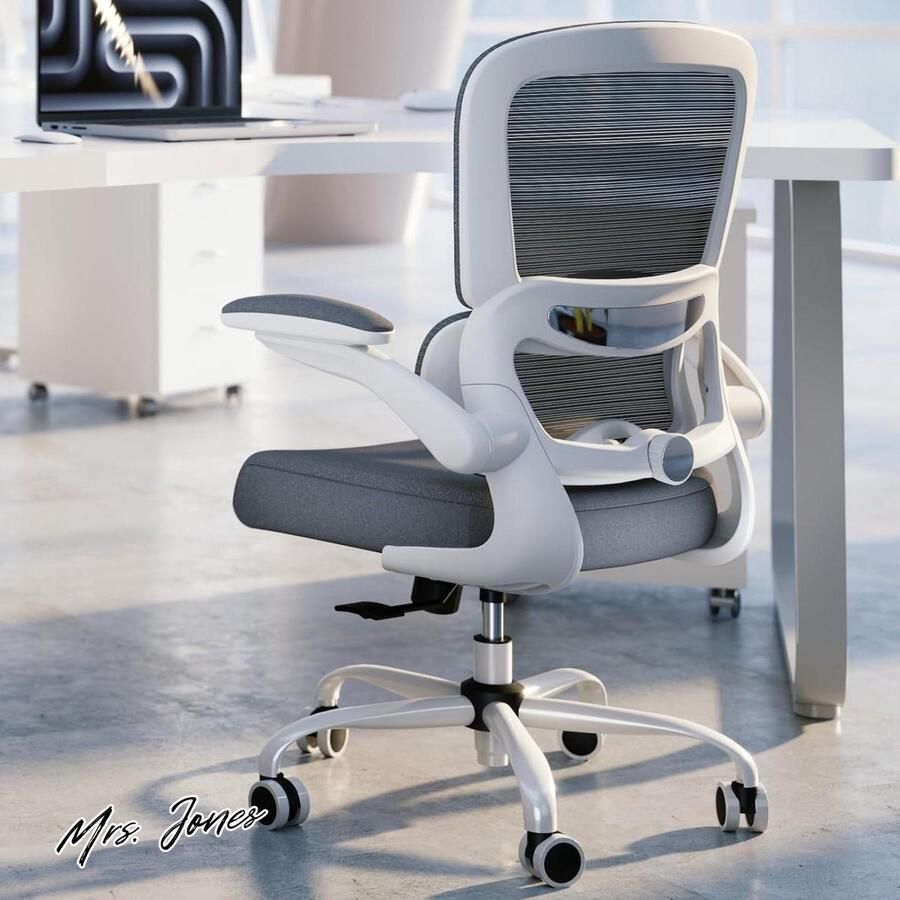 Mrs. Jones TRALT Bureaustoel mesh ergonomische bureaustoel hoogte verstelbaar grijs werkkruk