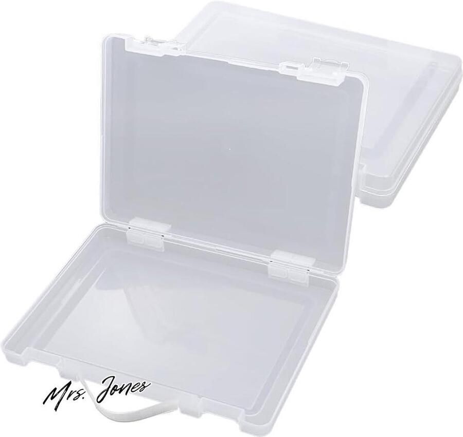 Mrs. Jones Transparante Organizer-Box Draagbare Archiefdoos Multifunctionele Opbergdoos Bouwsteenopbergdoos voor Opslag WYAN 2-Pack (26 * 18 Cm)