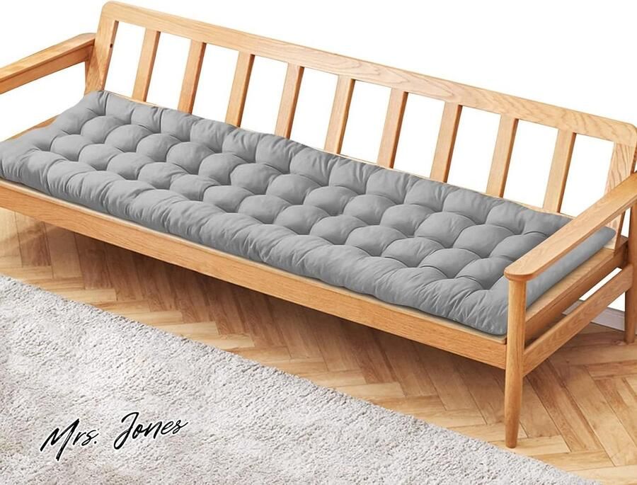 Mrs. Jones Tuinbankkussen 2- of 3-zits zitkussen voor tuinbank veranda schommel stoelkussen bankkussen voor tuin terras gazonligstoel rechthoekig 120 x 48 cm grijs