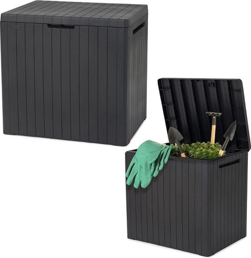 Mrs. Jones Tuinkast Kunststof Tuinkist Tuinkasten voor Buiten Tuinberging 55x45x60 Donker Grijs