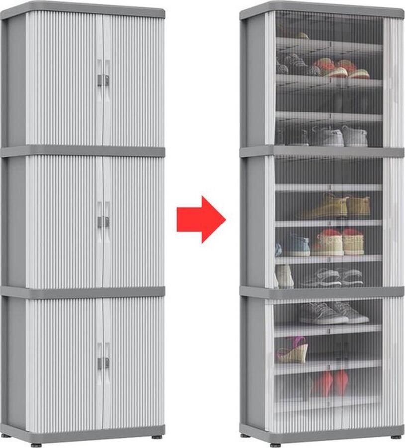 Mrs. Jones Tuinkast Tuinkist Tuinkasten voor Buiten Tuinberging Kunststof 40x60x170cm Licht en Donker Grijs