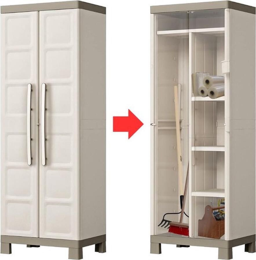 Mrs. Jones Tuinkast Tuinkist Tuinkasten voor Buiten Tuinberging Kunststof 65x45x180cm Beige