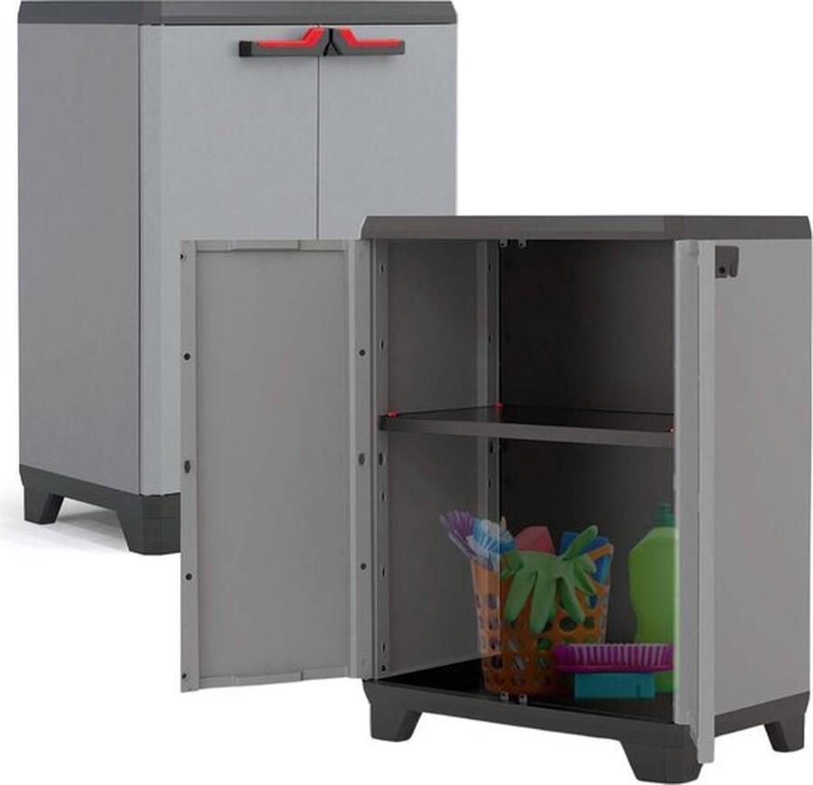 Mrs. Jones Tuinkast Tuinkist Tuinkasten voor Buiten Tuinberging Kunststof 68x39x90cm Grijs