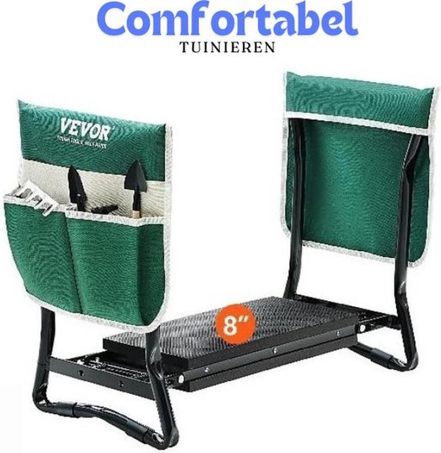 Mrs. Jones Tuinkruk Knieler & Stoel Kniebank 150 kg Laadvermogen Opvouwbaar Brede EVA Pad Comfortabel Tuinieren