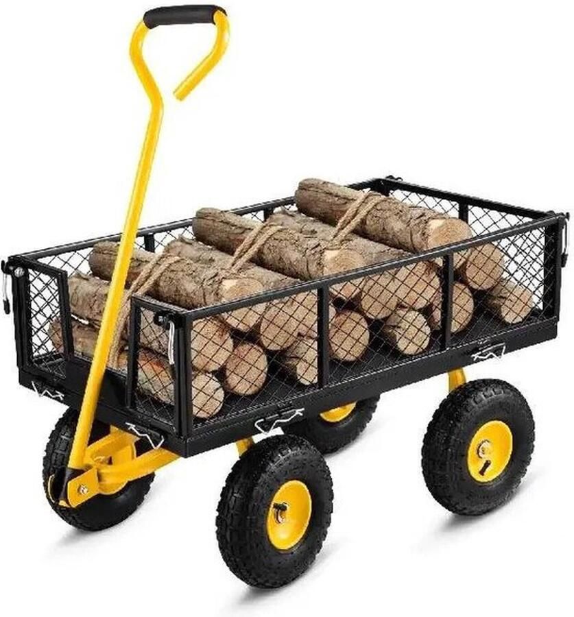 Mrs. Jones Tuinwagen Zware Last tot 225 kg Duurzaam & Weerbestendig Staal Veelzijdige Mobiliteit met Rubberen Banden