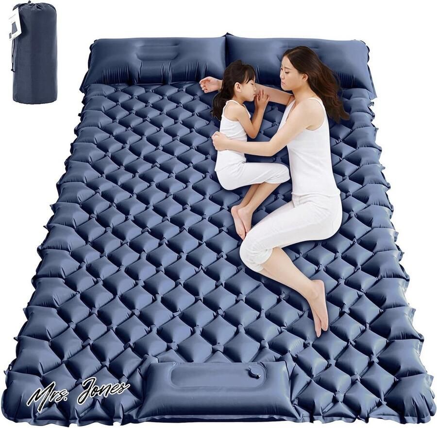Mrs. Jones Tweepersoonsbed isolerende slaapmat voetpomp waterdicht voor 2 personen slaapmatten hoofdkussen tent ultralicht luchtmatras kamperen strand wandelen reizen