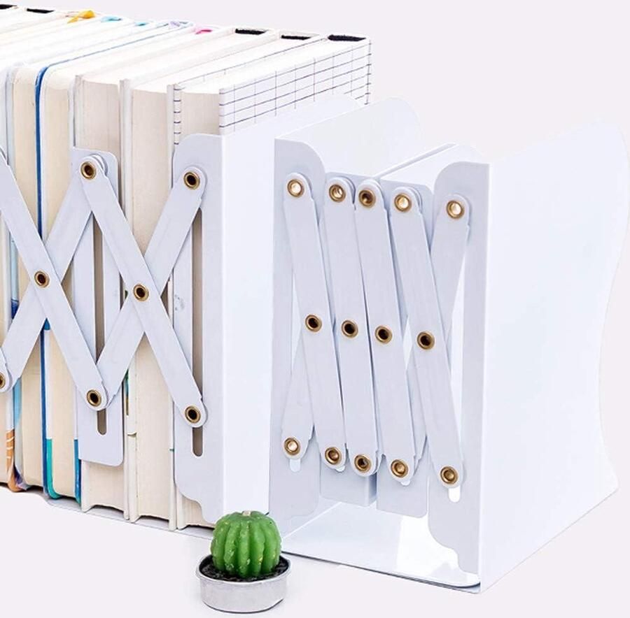 Mrs. Jones Uittrekbare metalen boekenkast verstelbare boekenpers wit bibliotheek kantoor