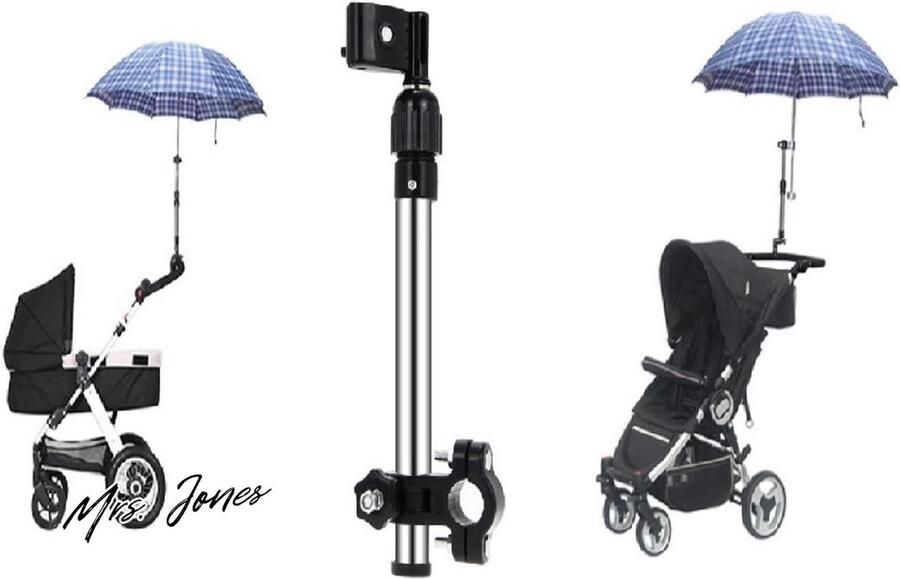 Mrs. Jones uittrekbare parapluhouder tot 40 cm voor kinderwagen-fiets-rolstoel-trolley-buggy-golf bevestiging aan ronde elementen 25 cm diameter-umbrella holder