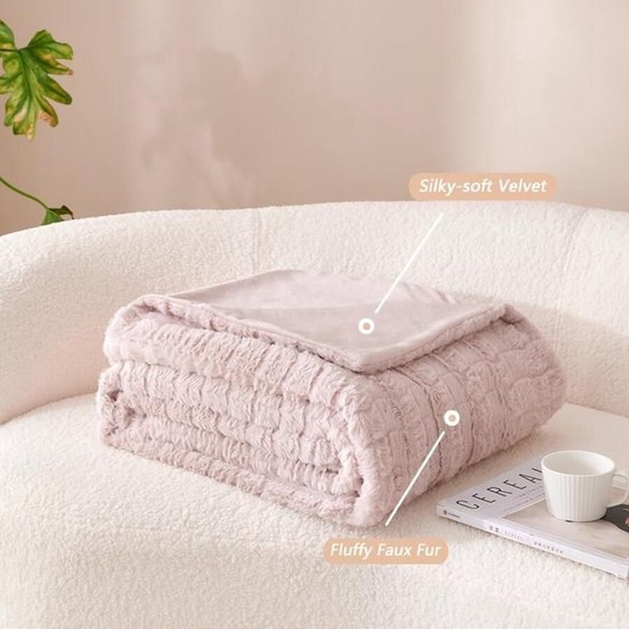 Mrs. Jones Ultra Zachte en Warme Flanellen Knuffeldeken 150x200cm Roze Geruit Design Perfect voor Bank Bed en Woonkamer