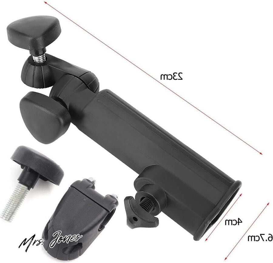 Mrs. Jones Universele Golfwagen Regenschirmhalter Verstelbare Nylon Golfschirmhalter Trolley Zwart