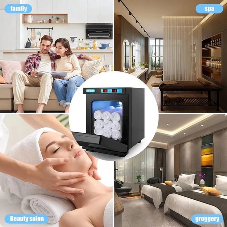 Mrs. Jones UV Handoekwarmer kast 5l 150W Bad Handdoek Warmer Gezichtsspa Haar en Schoonheidssalon Zwart