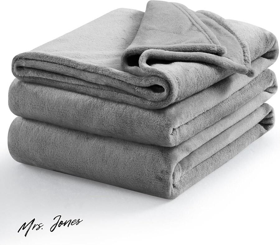 Mrs. Jones Veelzijdige zachte warme grijze fleece deken pluizige grote plaids voor bed gezellige effen flanellen queensize deken voor sofa 220 x 240 cm