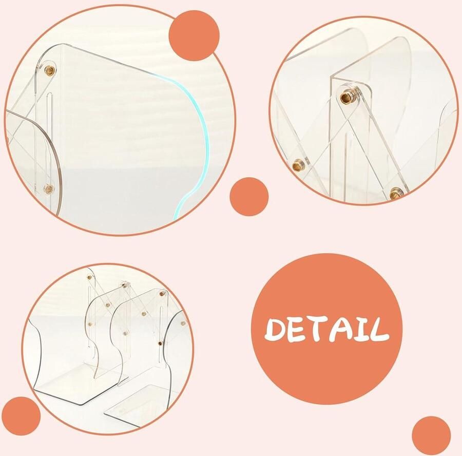 Mrs. Jones Verstelbare kunststof boekensteunen transparante boekenstandaard uittrekbaar boekenrek voor thuis kantoor school bureau boekenhouder 11-38 cm