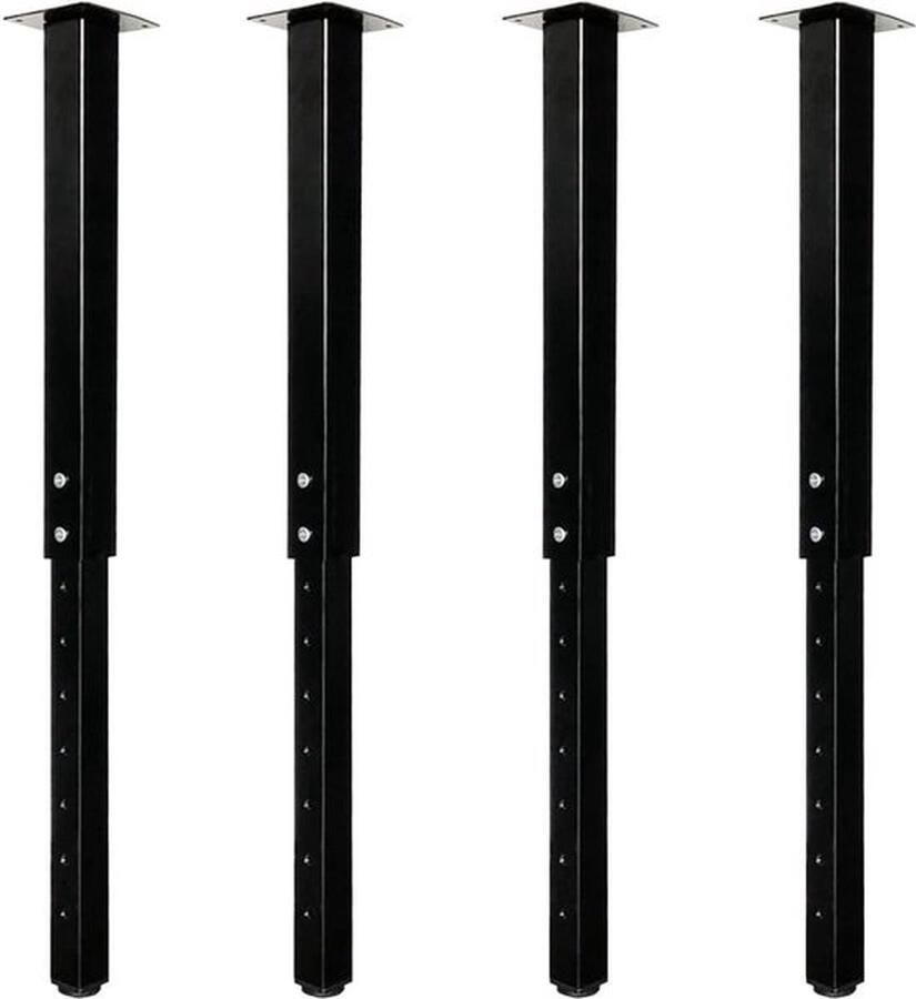 Mrs. Jones Verstelbare Vierkante Tafelpoten 60-100cm Zwart Metalen Meubelpoten voor Doe-Het-Zelf Thuis Kantoor (Set van 4)