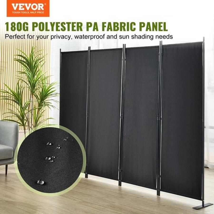 Mrs. Jones Vevor Kamerscherm Kamerverdeler Panelen Privacy Scherm Verstelbare Partitie Waterdicht 180g Polyester PA Stof 224x171 cm