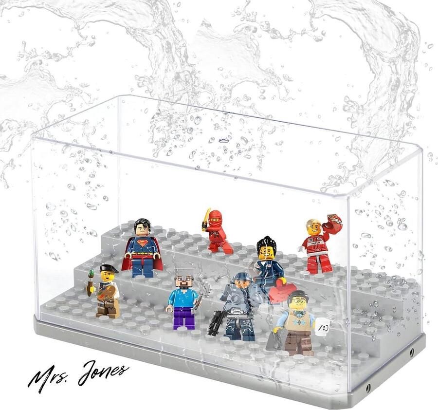 Mrs. Jones Vitrine showbox acryl bouwdoos displaybox stofdichte beschermvitrine voor actiefiguren verzamelobjecten thuisopslag grijs