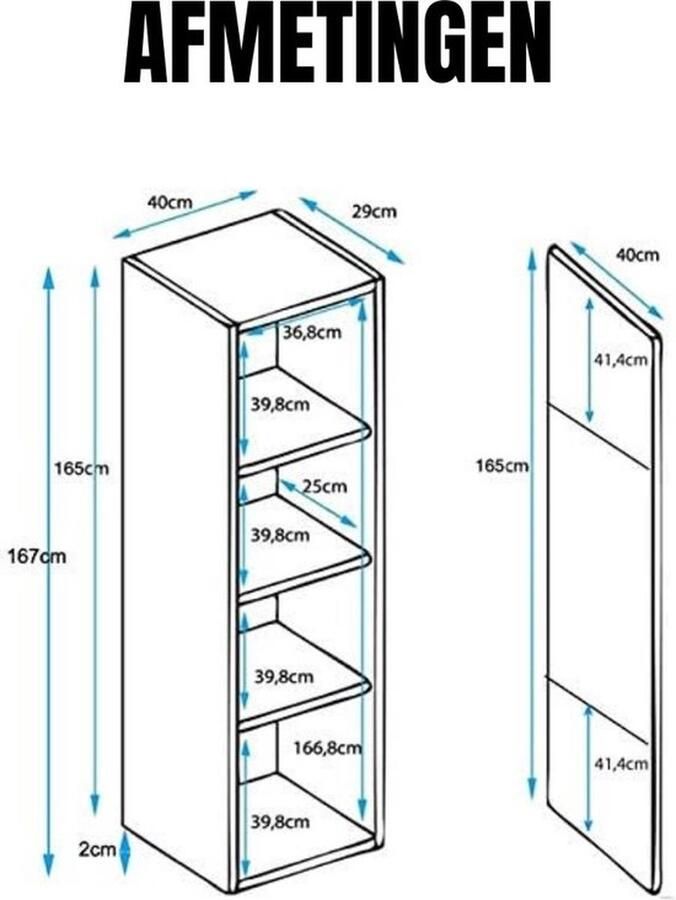 Mrs. Jones Vitrinekast Met Led Verlichting Vitrinekast Met Glas Vitrinekasten Woonkamer Verzamelkast Vitrine Kast Voor in de Keuken Woonkamer Eetkamer Slaapkamer – Wit 40 x 167 x 29 cm