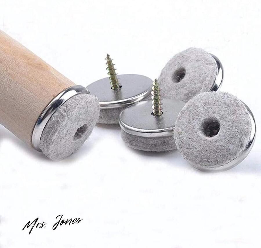 Mrs. Jones Voarge 32 stuks meubelglijders 28 mm diameter viltdoppen schroeven professionele stoelpootbeschermers vilt met schroef