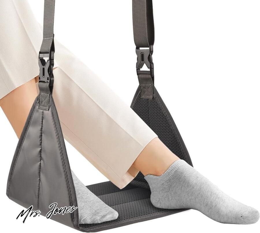 Mrs. Jones Voetsteun Vliegtuigvoetsteun Premium Schuim Hoofdhangmat Draagbare Voetensteun In Hoogte Verstelbare Voetensteun Reisaccessoires Grijs