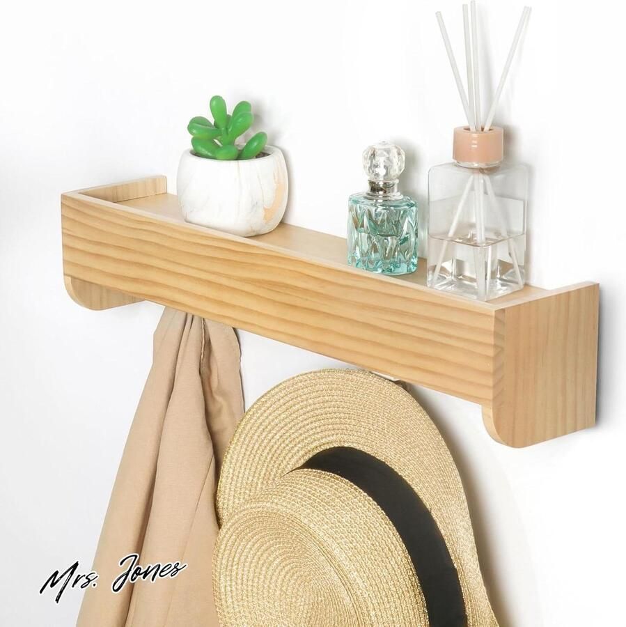 Mrs. Jones Wandkapstok met 4 Haken Hout Kledinghaken Muurkapstokken Wandgemonteerde kapstokhaken halKapstok standaard Badkamer opslag Keuken Slaapkamer kledinghanger Sleutelhouder