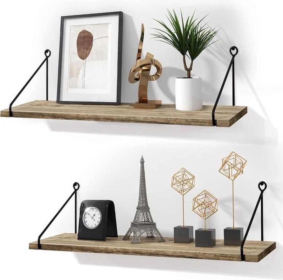 Mrs. Jones Wandrek hout zwevende plank hangrek keuken smeedijzer praktische decoratieve planken van hout voor woonkamer slaapkamer badkamer kinderkamer set van 2
