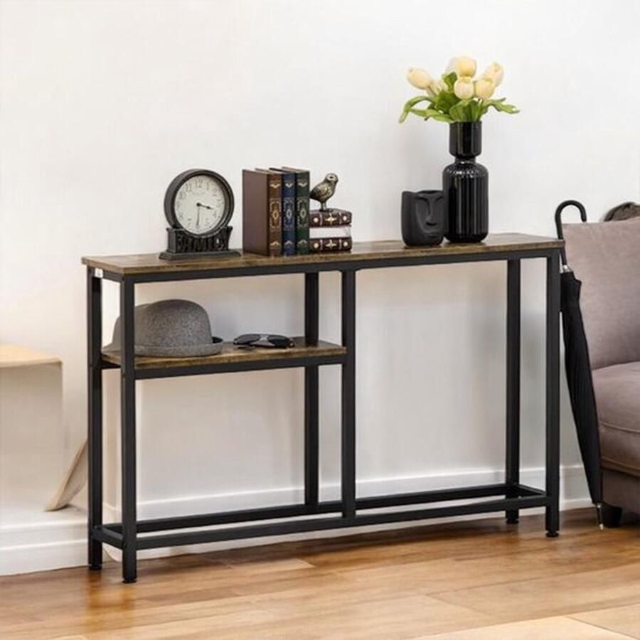 Mrs. Jones Wandtafel Dressoir Kasten Haltafel Zwart met Hout Industrieel