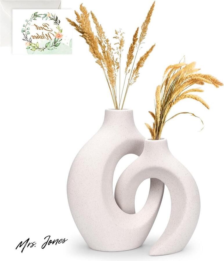 Mrs. Jones Witte Bloemenvaas Decoratieve Vaas Keramiek Middelpunt Moderne Tafel Vaas Decoratie