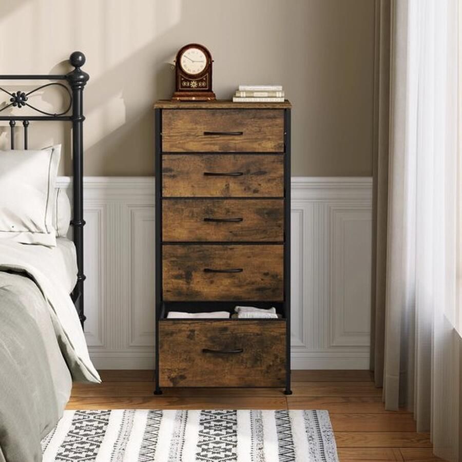 Mrs. Jones Woonkamerkast Kast Slaapkamerkast Ladenkast Rustieke Bruine Kleur 45.5 x 95.5 x 30 cm