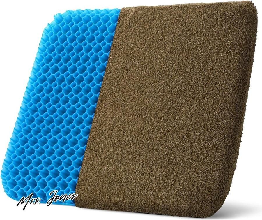 Mrs. Jones Zacht pluche gelkussen HASA zone dubbel dik zitkussen bureaustoel kussen wasbare overtrek met ritssluiting gelzitkussen voor rolstoel auto kantoor huis olijfgroen