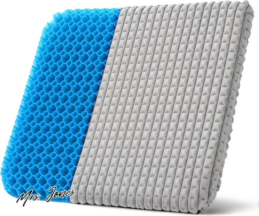 Mrs. Jones Zacht pluche zitkussen bureaustoel gel rolstoel zitkussen wasbare overtrek dikke gelzitkussen kussen auto kantoor huis (kristalgrijs)